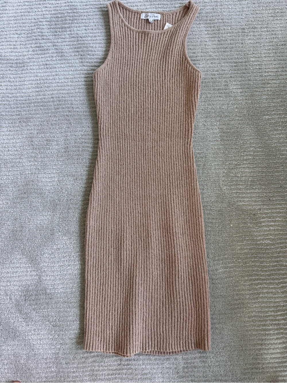 emory park Ribbed Midi Tank Dress in Taupe